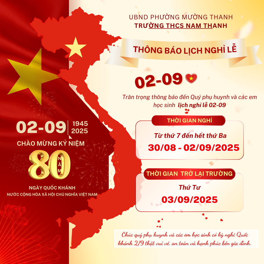 THÔNG BÁO LỊCH NGHỈ LỄ 02/9