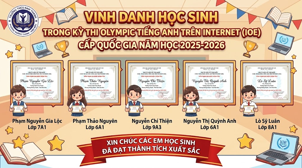 HỌC SINH TRƯỜNG THCS NAM THANH TỎA SÁNG TẠI OLYMPIC TIẾNG ANH (IOE) CẤP QUỐC GIA