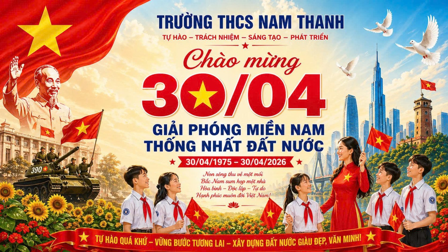 CHÀO MỪNG 30/4 NGÀY GIẢI PHÓNG MIỀN NAM, THỐNG NHẤT ĐẤT NƯỚC